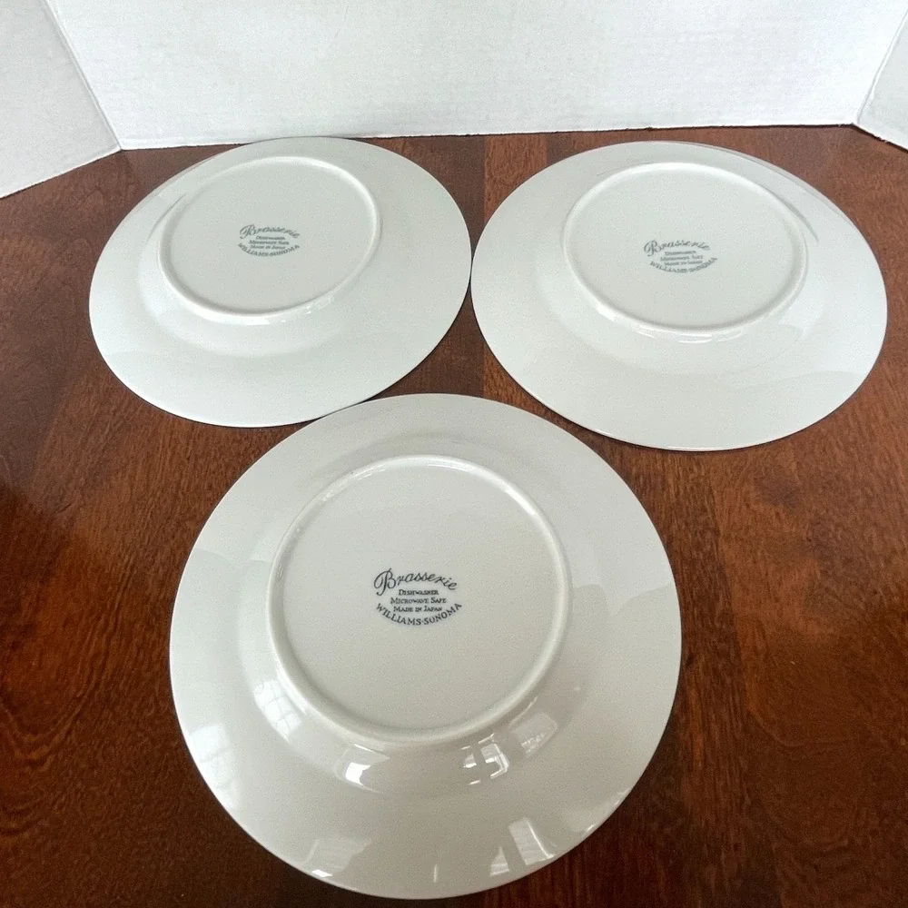 Williams Sonoma Brasserie Green Verge and Band Lot of 3 Luncheon Plates 9